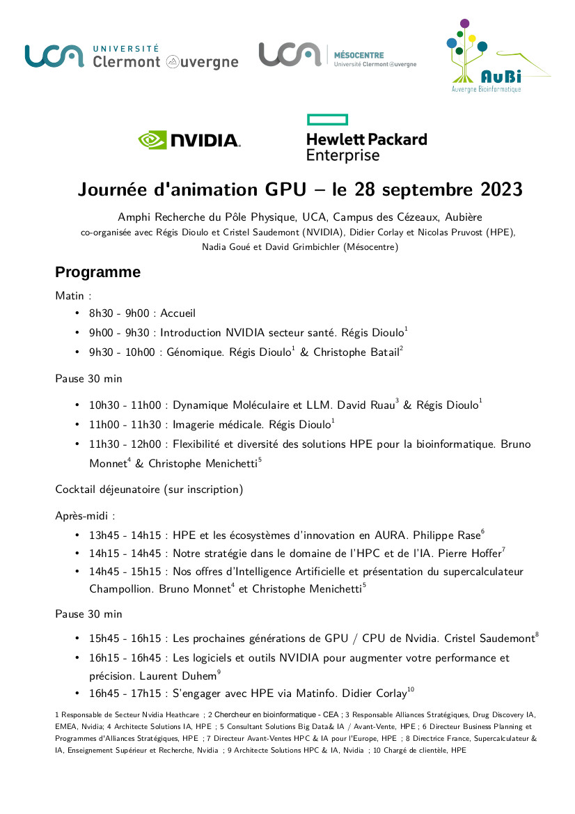 Programme de la journée AuBi sur les GPU